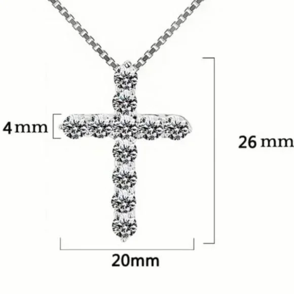 NEW CROSS 925 STERLING SILVER DIAMOND NECKLACE, NICE NECKLACE, CUTE NECKLACE - Picture 6 of 6